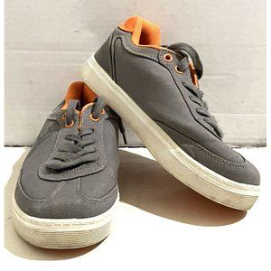 Original Penguin Davon Boys Size 2.5 Gray Orange Lace Up Tennis sneakers Shoes